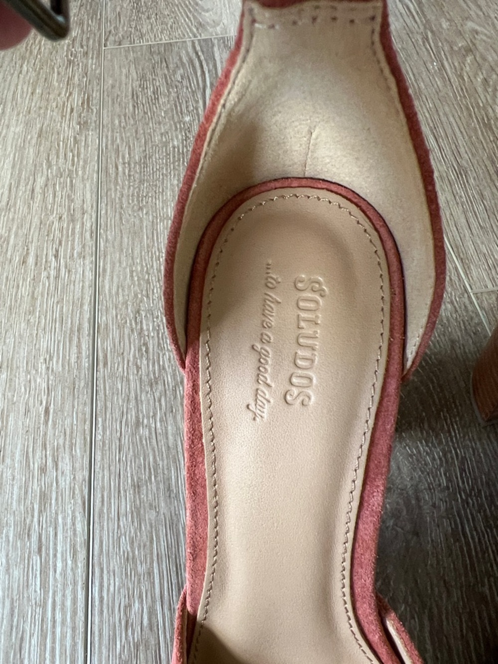 Soludos Dusty Rose Suede Ankle-Strap Block Heels - Picture 4 of 5